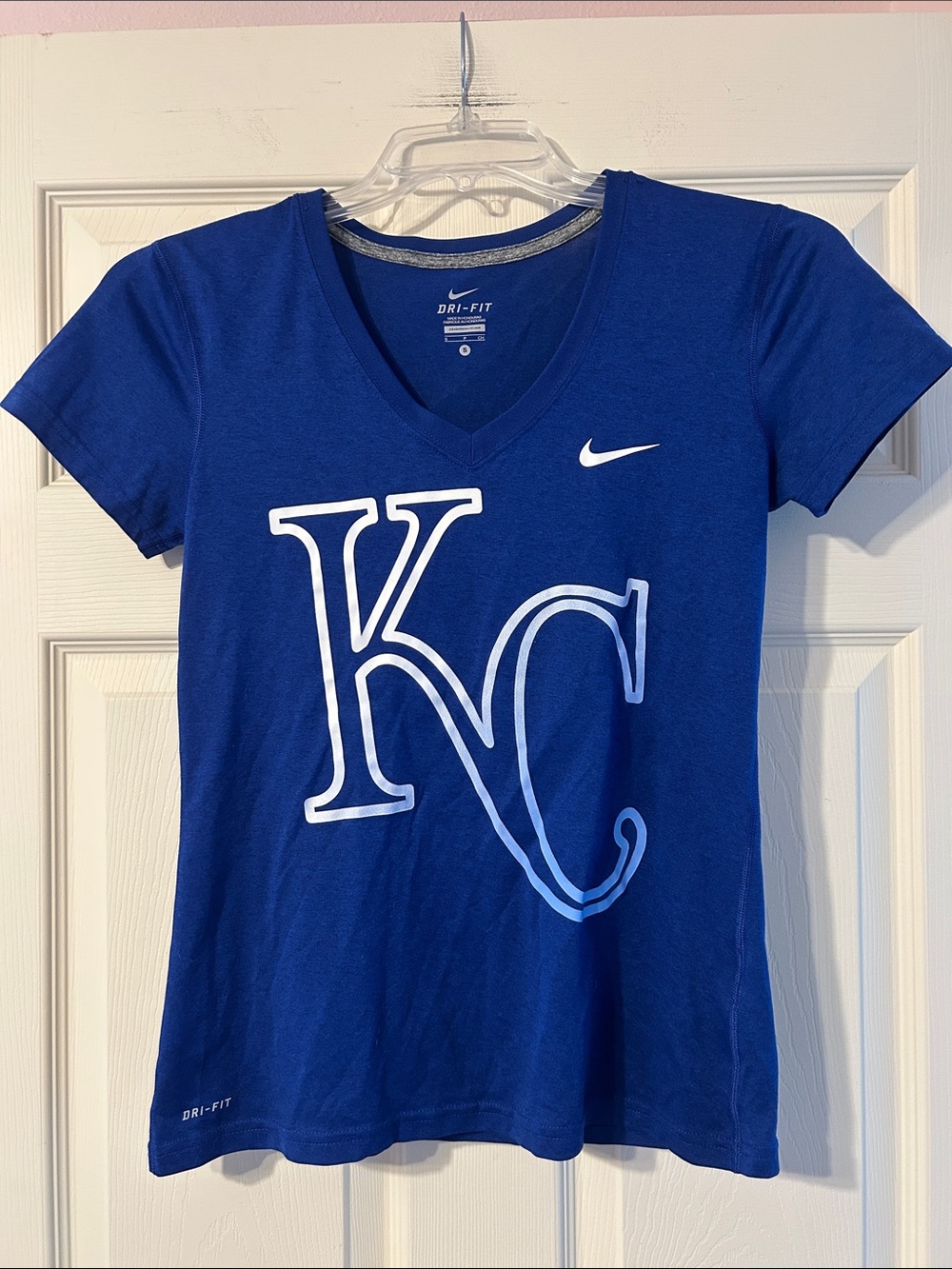 Nike Royal Blue KC Royals V-Neck Tee Small
